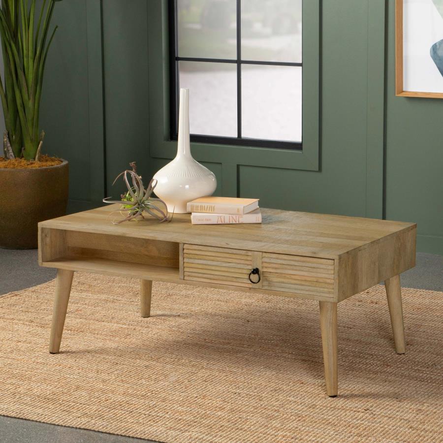 (image for) Zabel 1-drawer Rectangular Mango Wood Coffee Table Natural