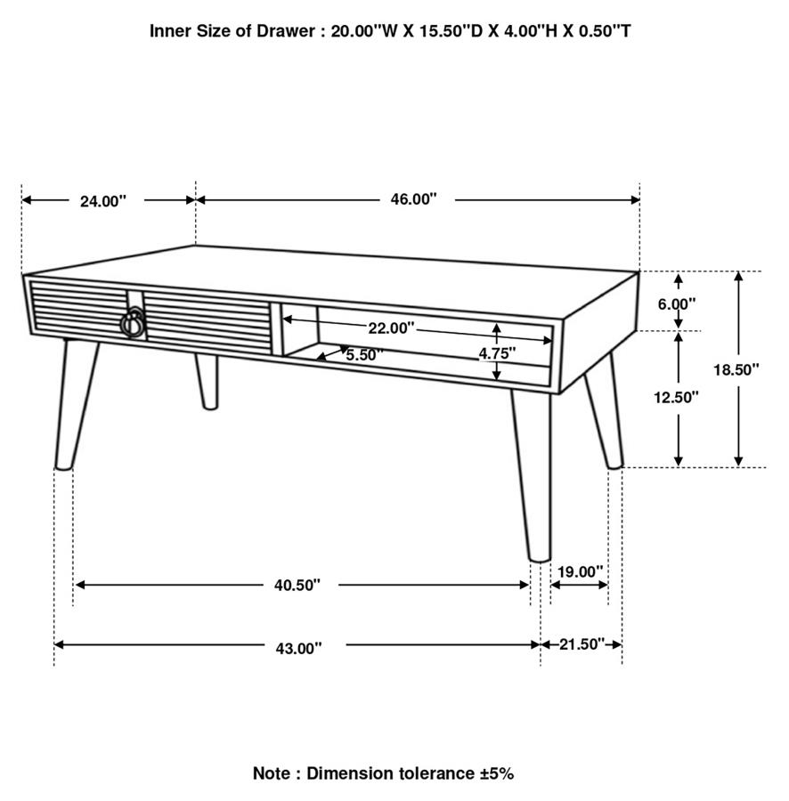 (image for) Zabel 1-drawer Rectangular Mango Wood Coffee Table Natural