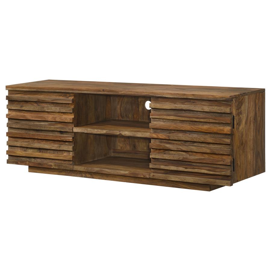 (image for) Julia 2-door Solid Sheesham Wood 58" TV Stand Natural