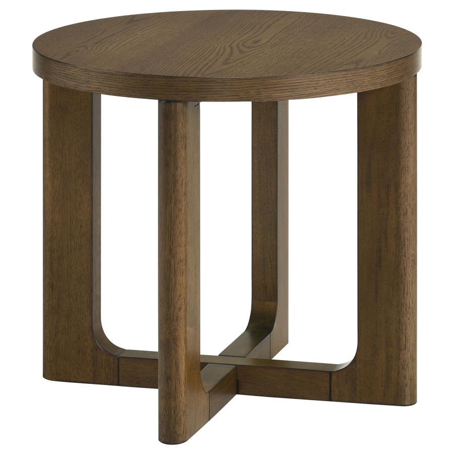 (image for) Kessler Round Sculptural Wood End Table Brown