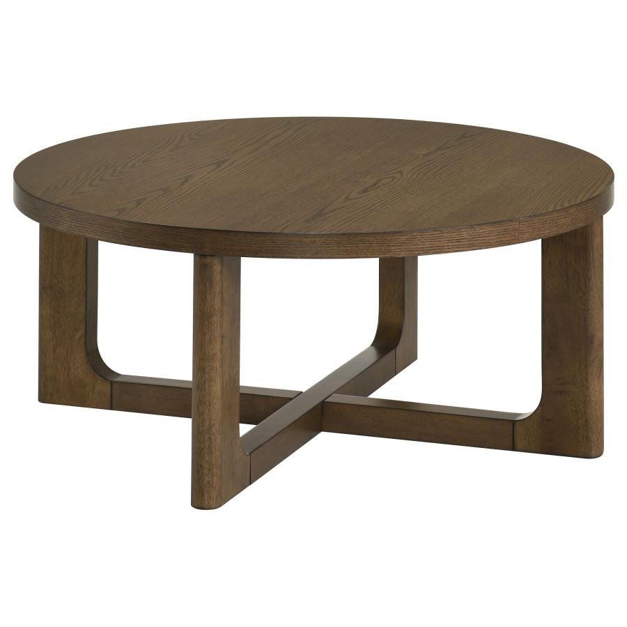 (image for) Kessler Round Sculptural Wood Coffee Table Brown