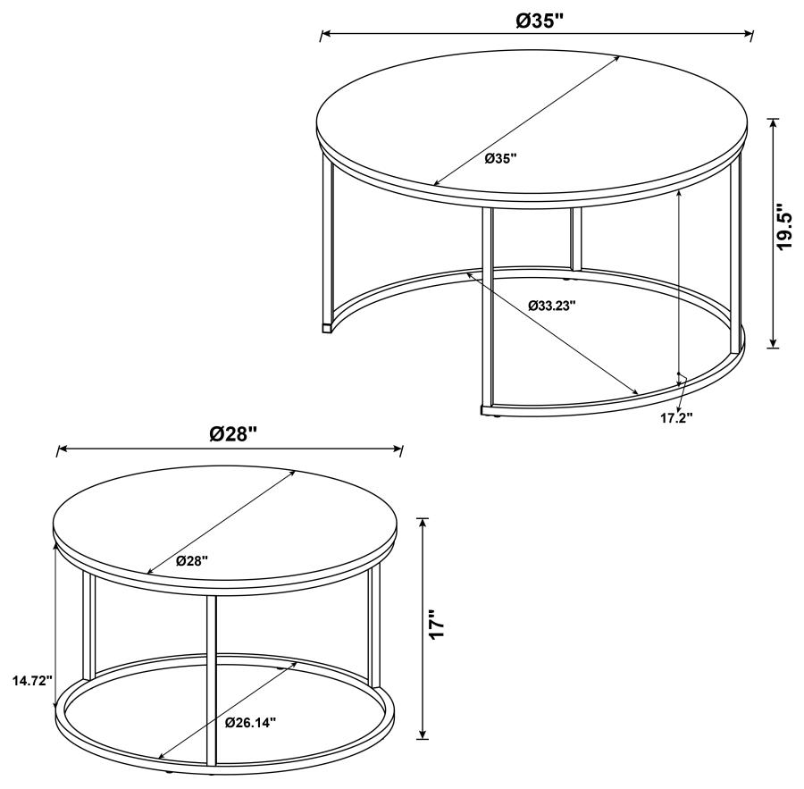 (image for) Lainey 2-piece Round Faux Marble Nesting Coffee Table Grey