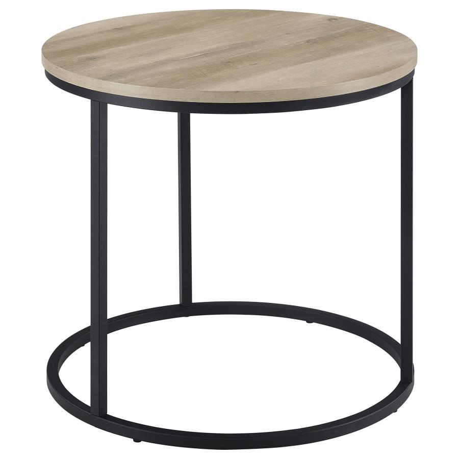 (image for) Lainey Round Occasional Side End Table Distressed Pine