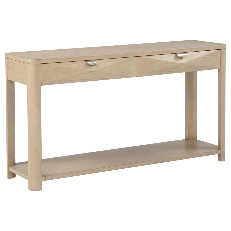 (image for) Marcelo Sofa Console Table with 2 Drawers and Shelf Light Elm