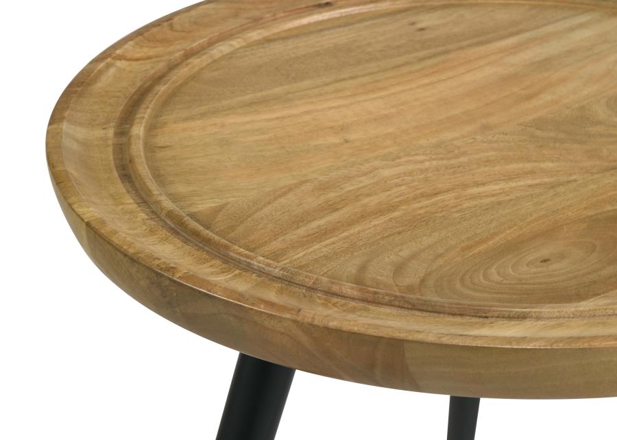 (image for) Zoe Round Mango Wood Side End Table Natural and Black