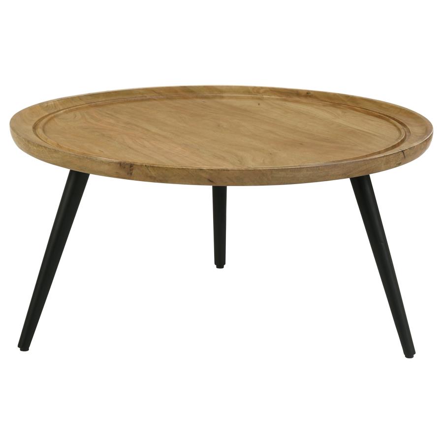 (image for) Zoe Round Mango Wood Coffee Table Natural and Black