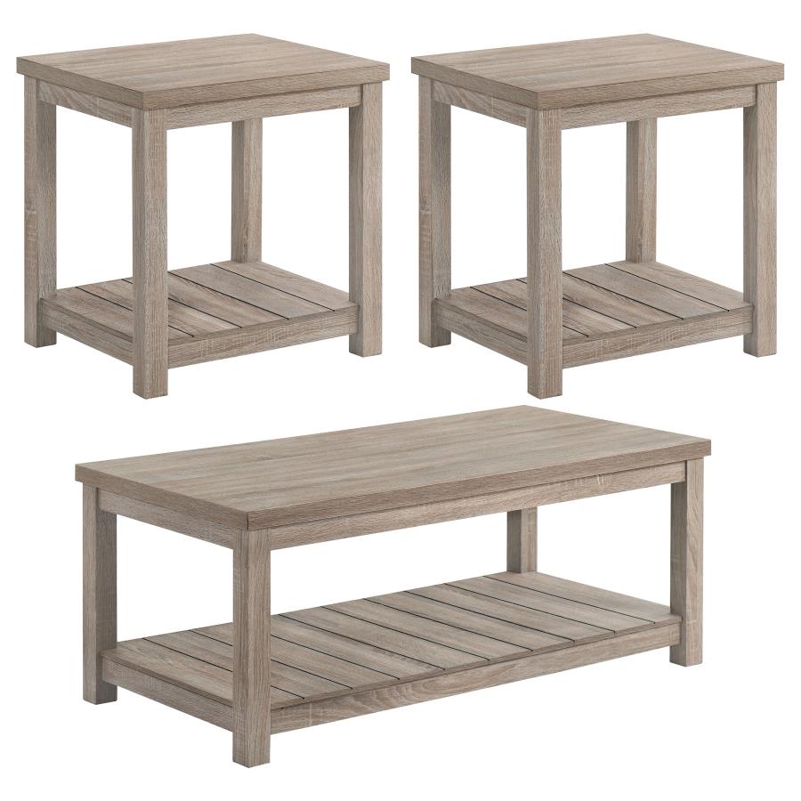 (image for) Colter 3-piece Engineered Wood Coffee Table Set Greige - Click Image to Close