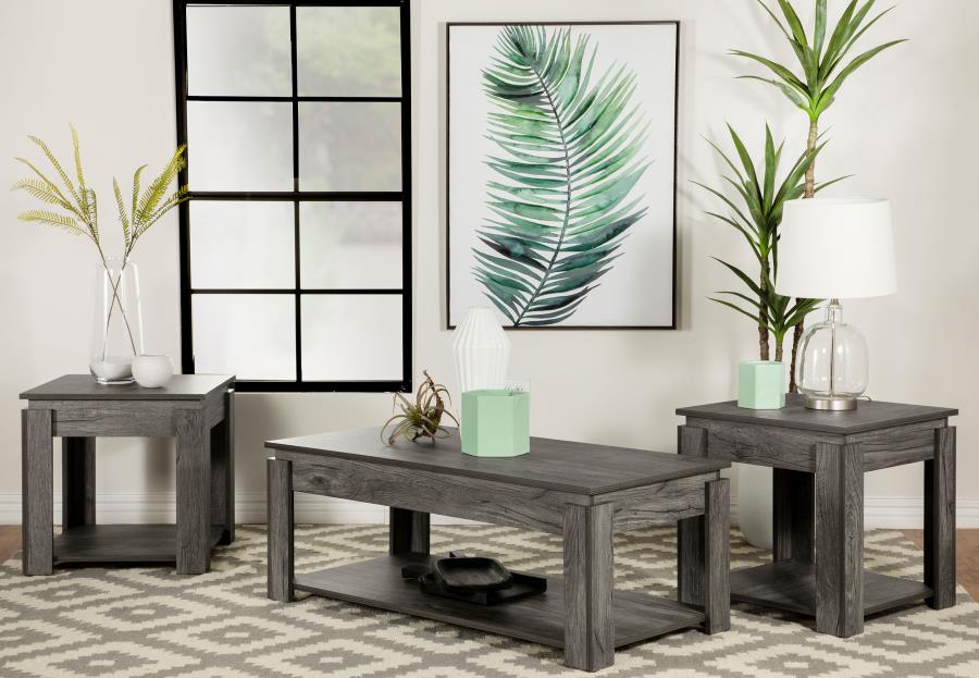 (image for) Donal 3-piece Rectangular Coffee Table Set Weathered Grey