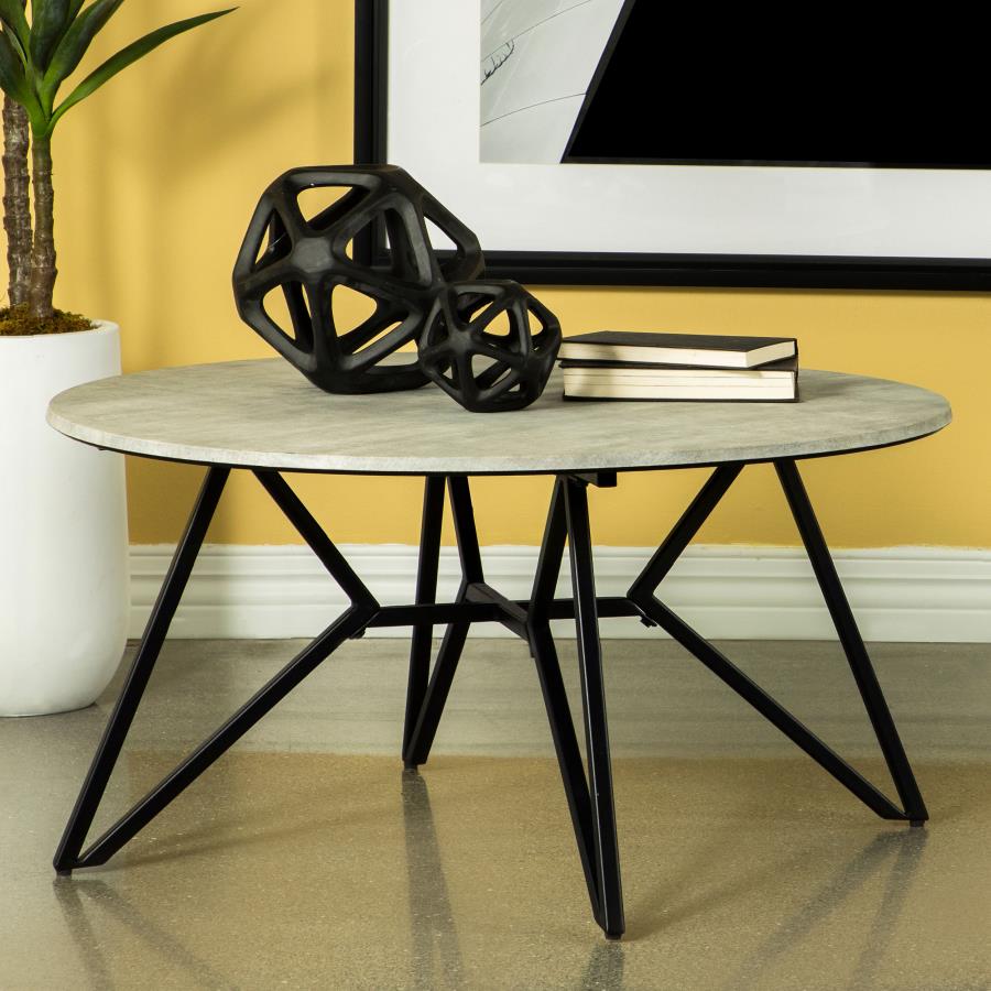 (image for) Hadi Round SmartTop Coffee Table Cement and Gunmetal