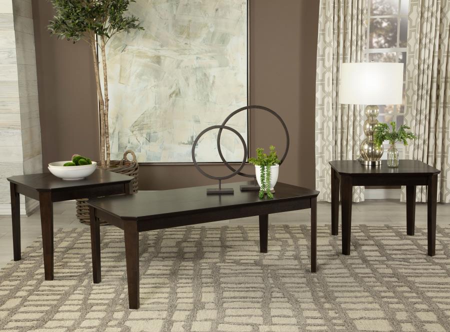 (image for) Amaro 3-piece Coffee and End Table Set Dark Brown