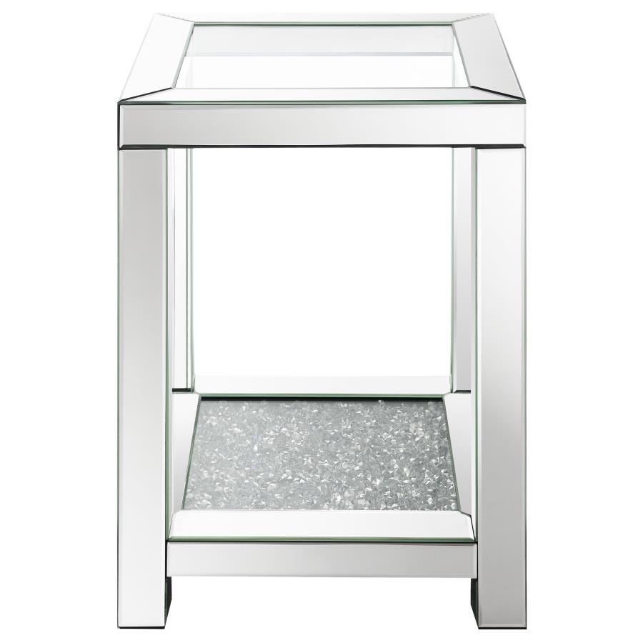 (image for) Valentina 1-shelf Square Glass Top Side End Table Silver