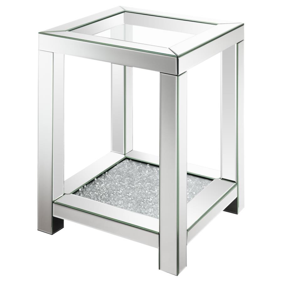 (image for) Valentina 1-shelf Square Glass Top Side End Table Silver