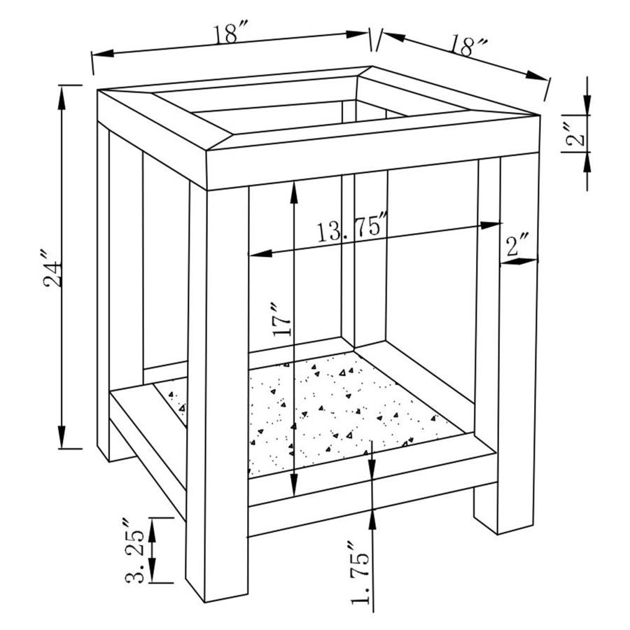 (image for) Valentina 1-shelf Square Glass Top Side End Table Silver