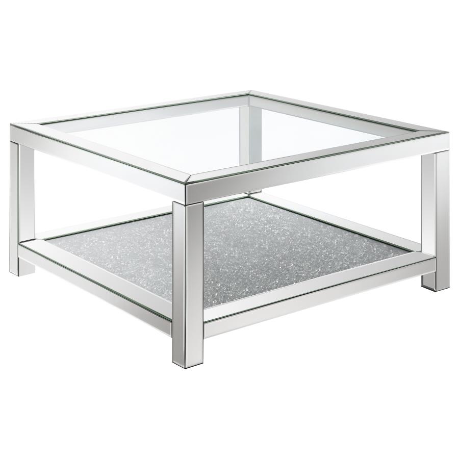 (image for) Valentina 1-shelf Square Glass Top Coffee Table Silver