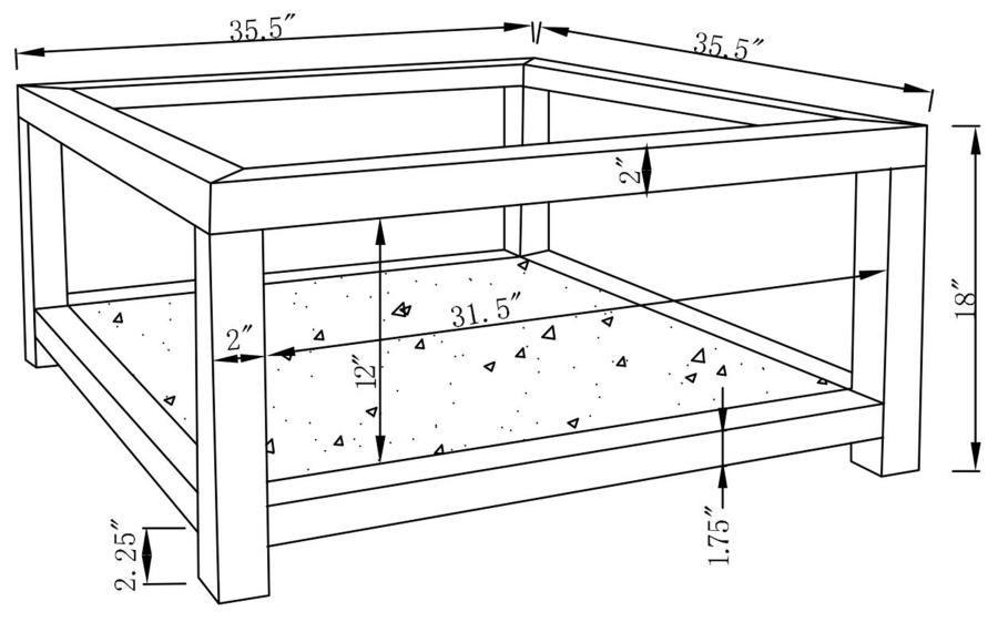 (image for) Valentina 1-shelf Square Glass Top Coffee Table Silver