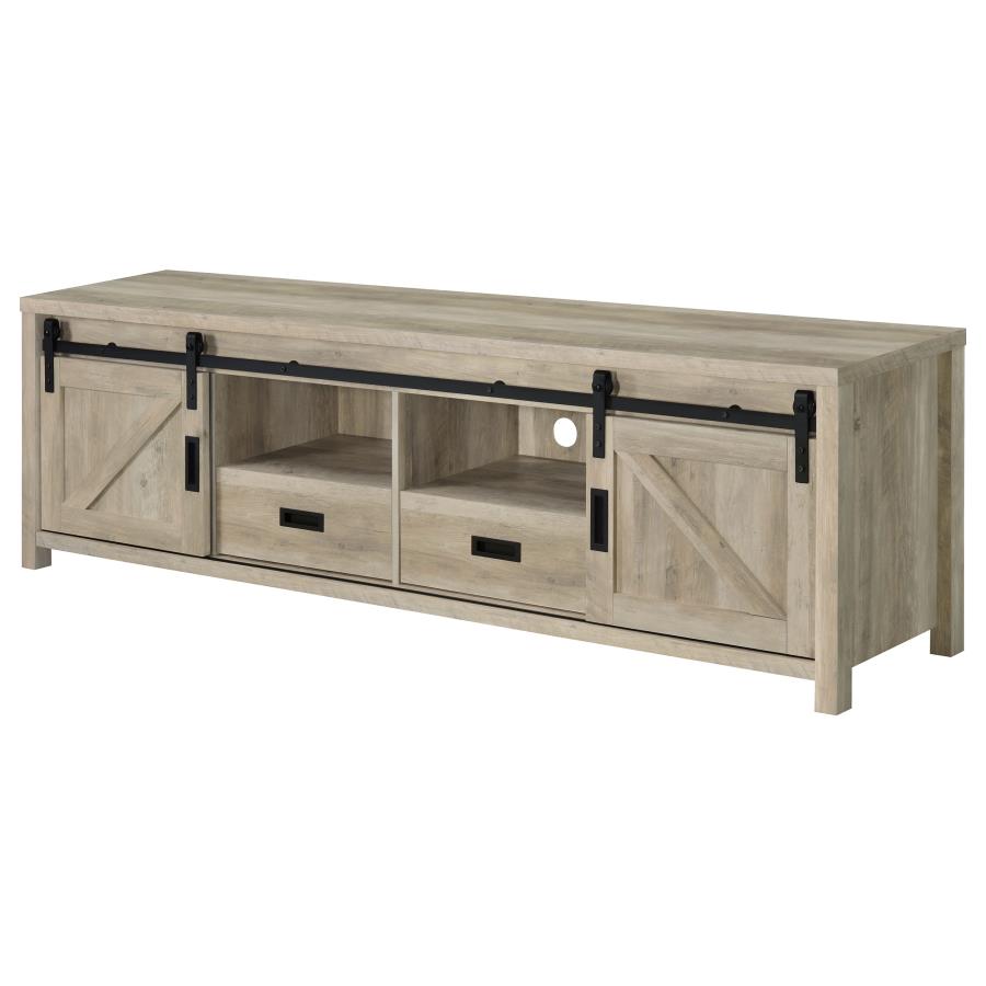 (image for) Madra 2-door Engineered Wood 79" TV Stand Distressed Pine