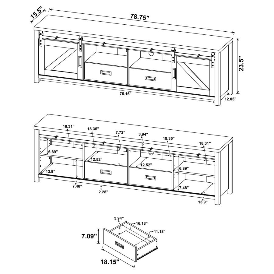 (image for) Madra 2-door Engineered Wood 79" TV Stand Dark Pine