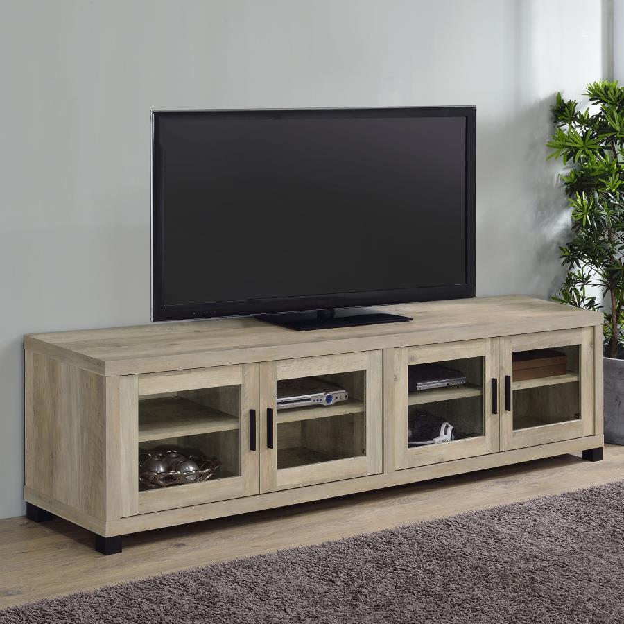 (image for) Sachin 4-door Engineered Wood 79" TV Stand Distressed Pine