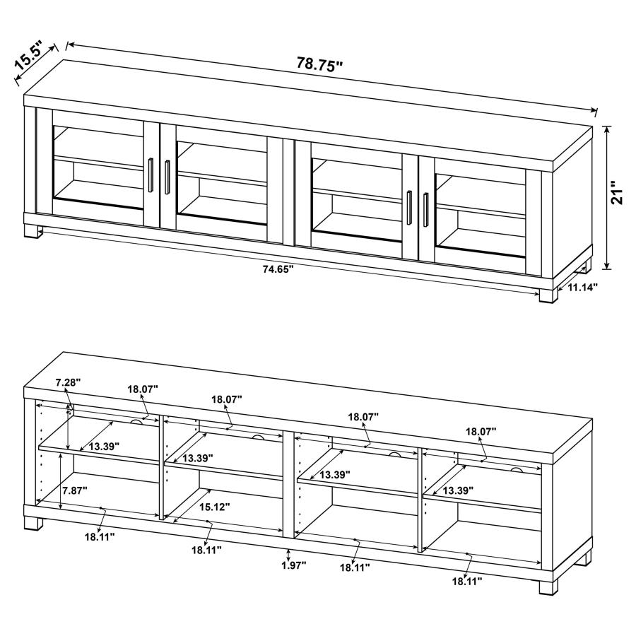 (image for) Sachin 4-door Engineered Wood 79" TV Stand Dark Pine