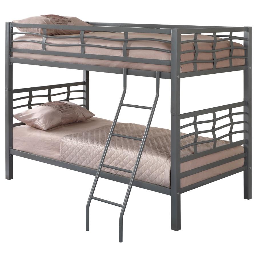 (image for) Fairfax Metal Twin Over Twin Bunk Bed Light Gunmetal