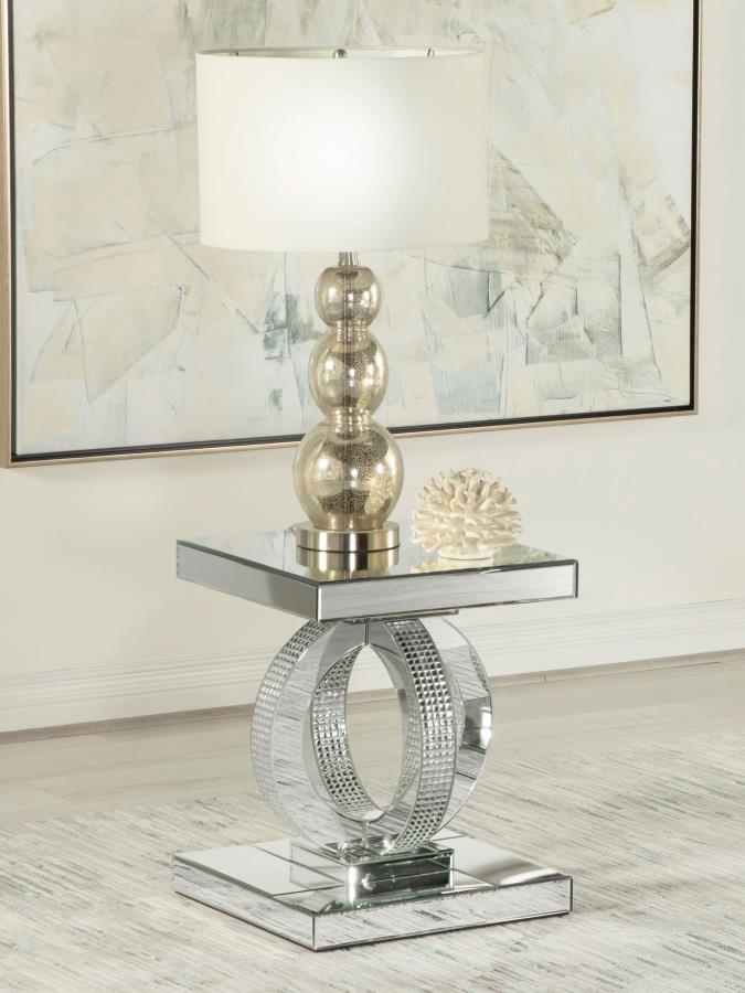 (image for) Breena Rectangular Mirrored Acrylic End Table Silver