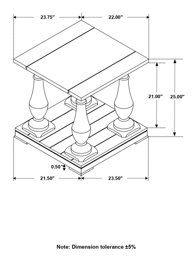 (image for) Walden Rectangular Wood Side End Table Coffee Brown