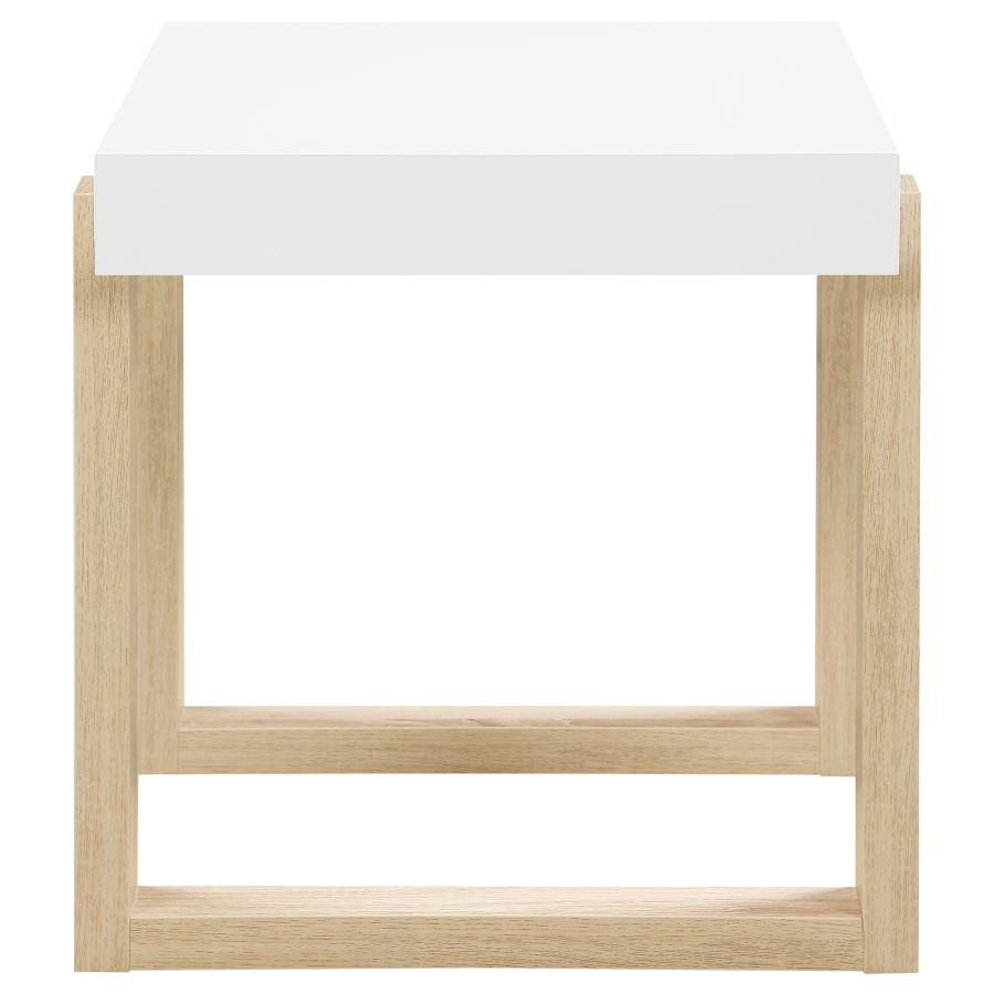 (image for) Pala Rectangular End Table White High Gloss and Natural