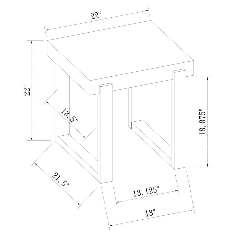 (image for) Pala Rectangular End Table White High Gloss and Natural