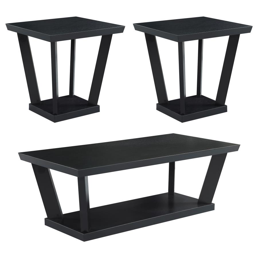 (image for) Aminta 3-piece Coffee and End Table Set Black