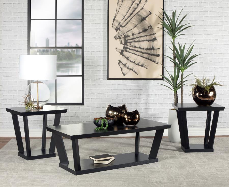 (image for) Aminta 3-piece Coffee and End Table Set Black