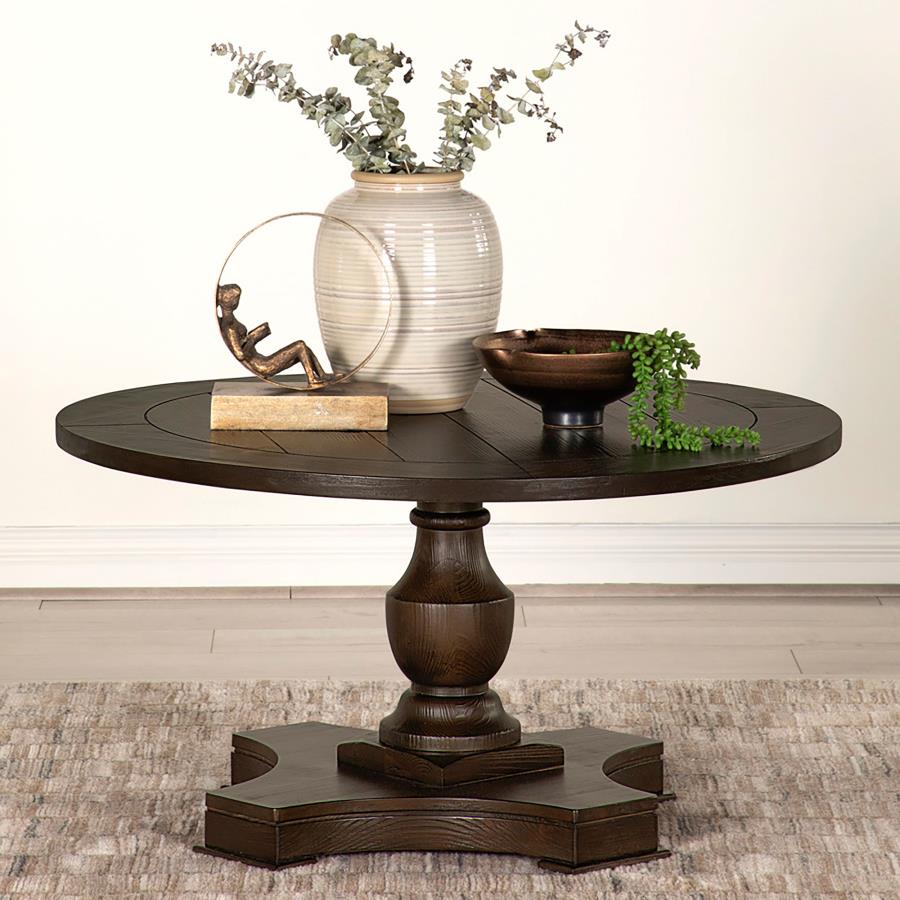 (image for) Morello Round Wood Coffee Table with Pedestal Base Coffee