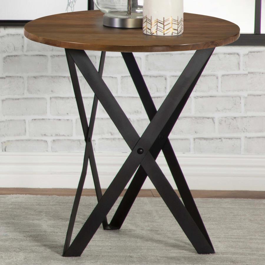 (image for) Zack Round End Table Smokey Grey and Black