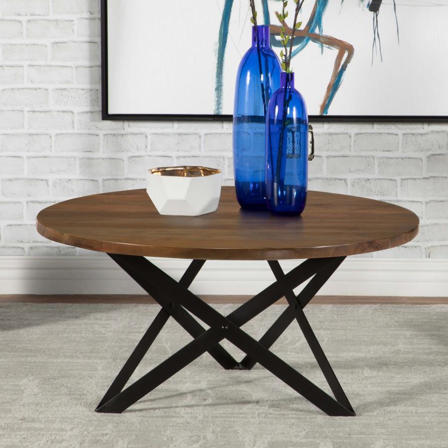 (image for) Zack Round Coffee Table Smokey Grey and Black