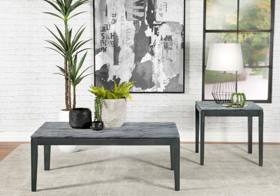 (image for) Mozzi Rectangular Faux Marble Coffee Table Grey and Black