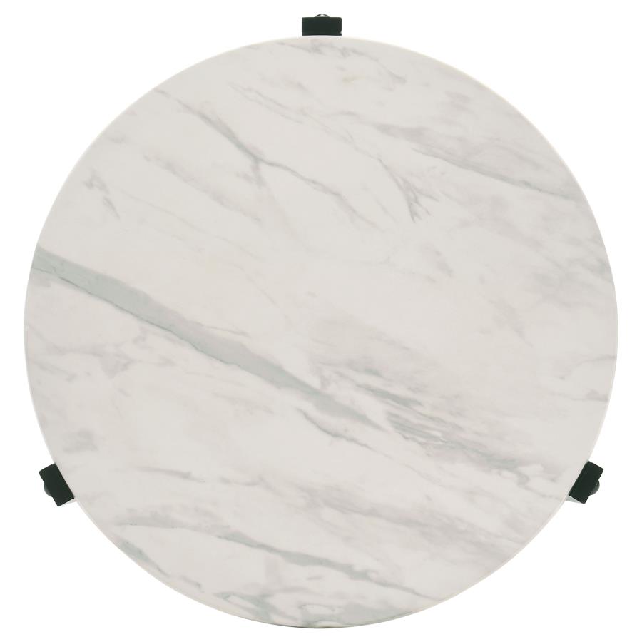 (image for) Tandi Round Faux Marble Side End Table White and Black