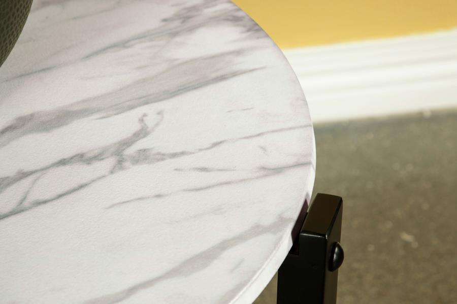 (image for) Tandi Round Faux Marble Side End Table White and Black