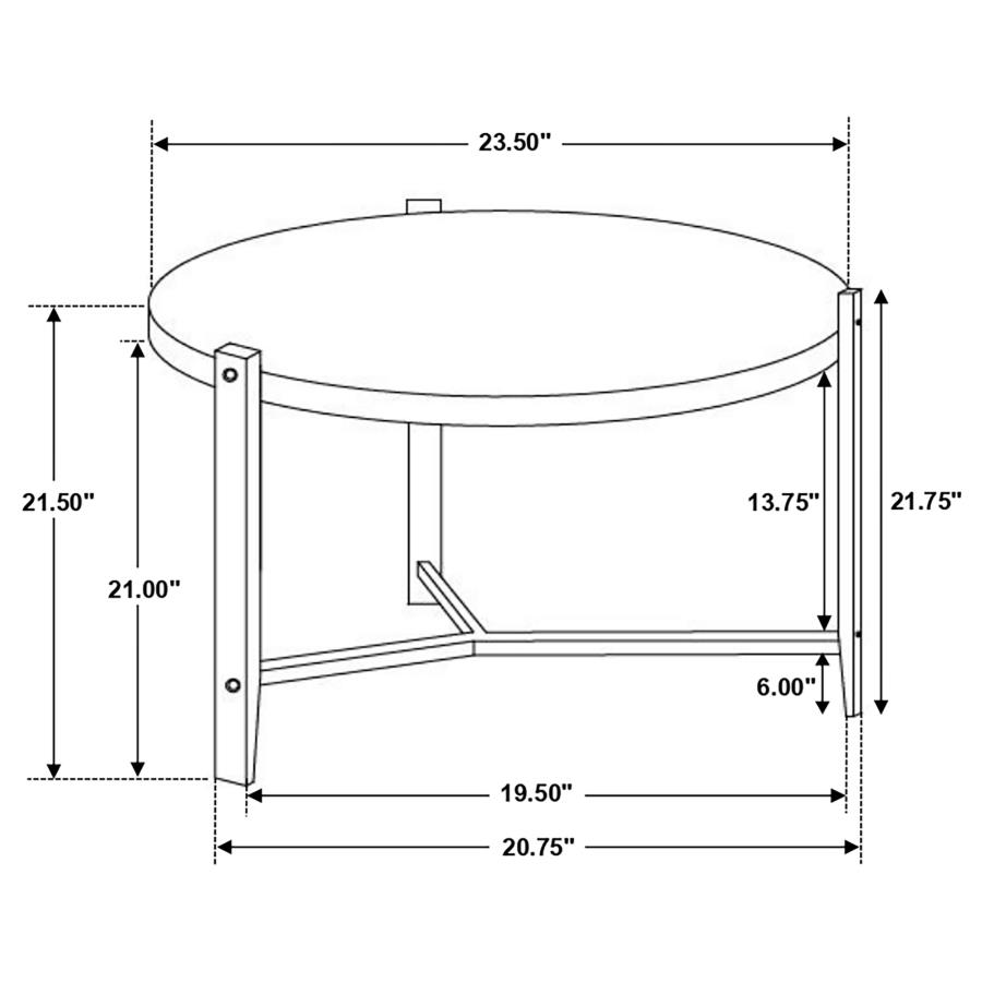 (image for) Tandi Round Faux Marble Side End Table White and Black