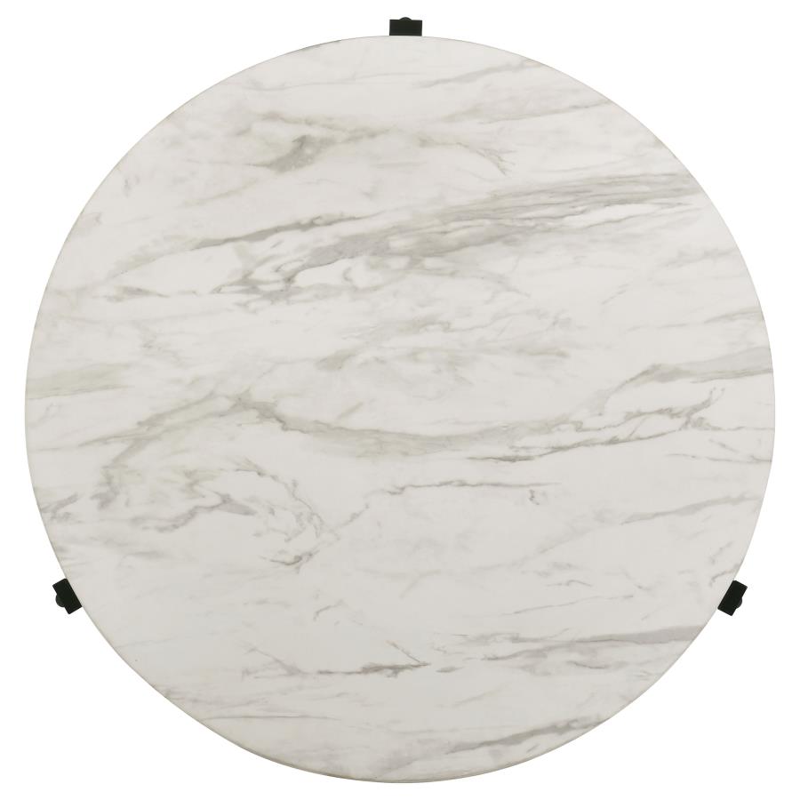 (image for) Tandi Round Faux Marble Coffee Table White and Black