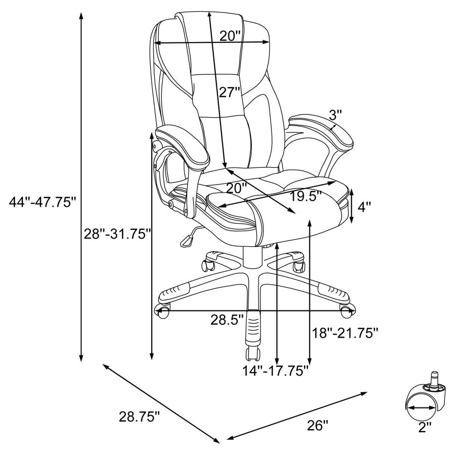 (image for) Kaffir Upholstered Adjustable Office Desk Chair Dark Brown