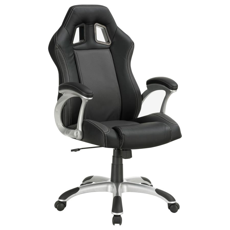 (image for) Roger Upholstered Adjustable Home Office Desk Chair Black - Click Image to Close