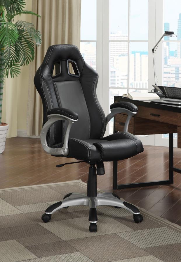 (image for) Roger Upholstered Adjustable Home Office Desk Chair Black