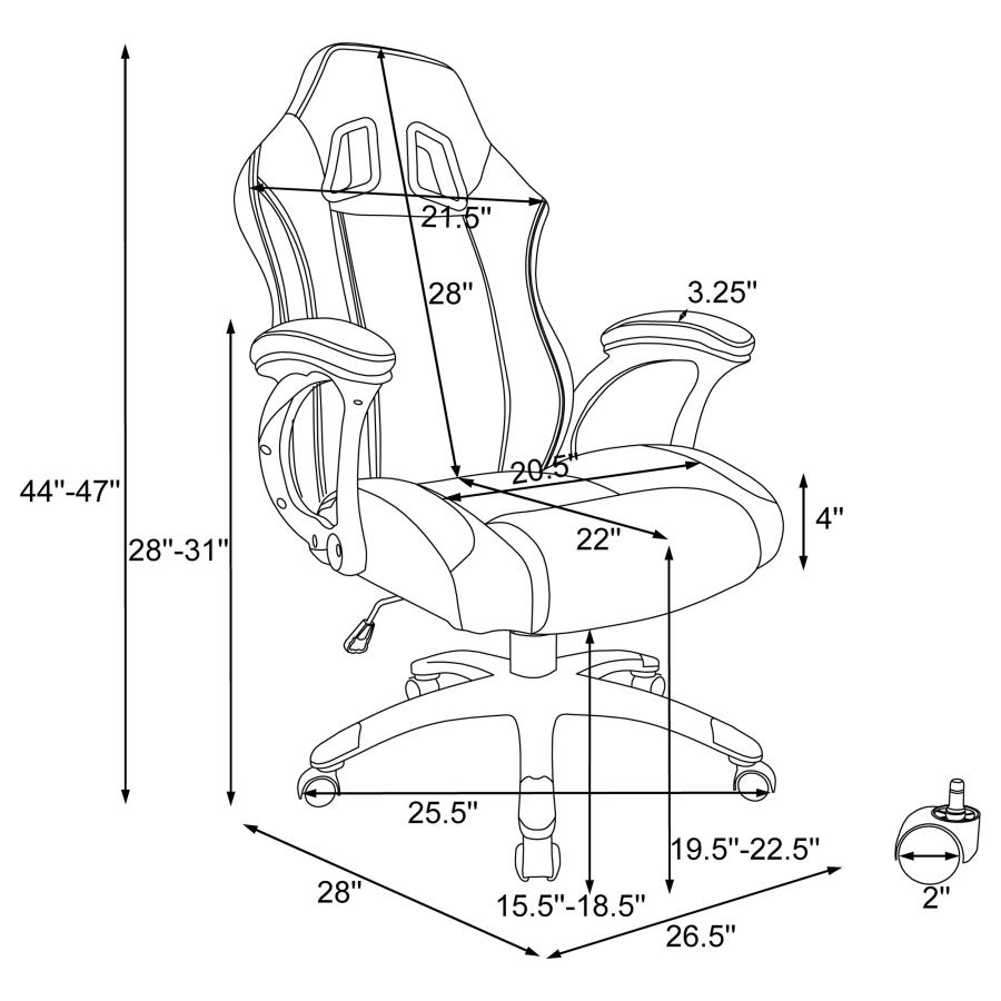 (image for) Roger Upholstered Adjustable Home Office Desk Chair Black