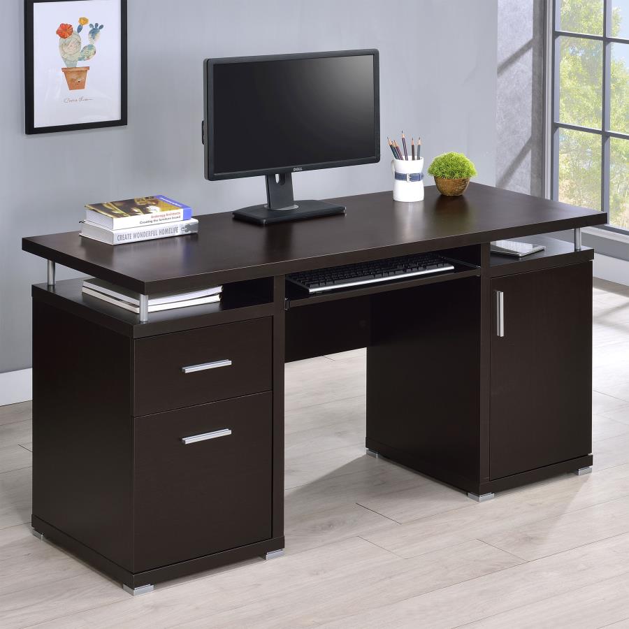 (image for) Tracy 55-inch 2-drawer Office Computer Desk Cappuccino