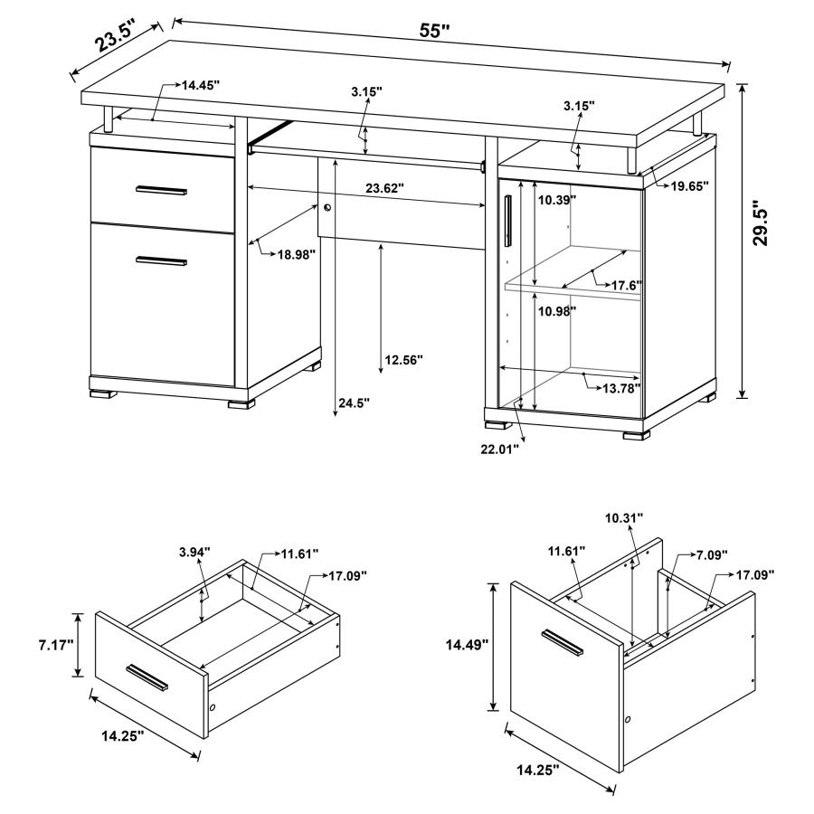 (image for) Tracy 55-inch 2-drawer Office Computer Desk Cappuccino