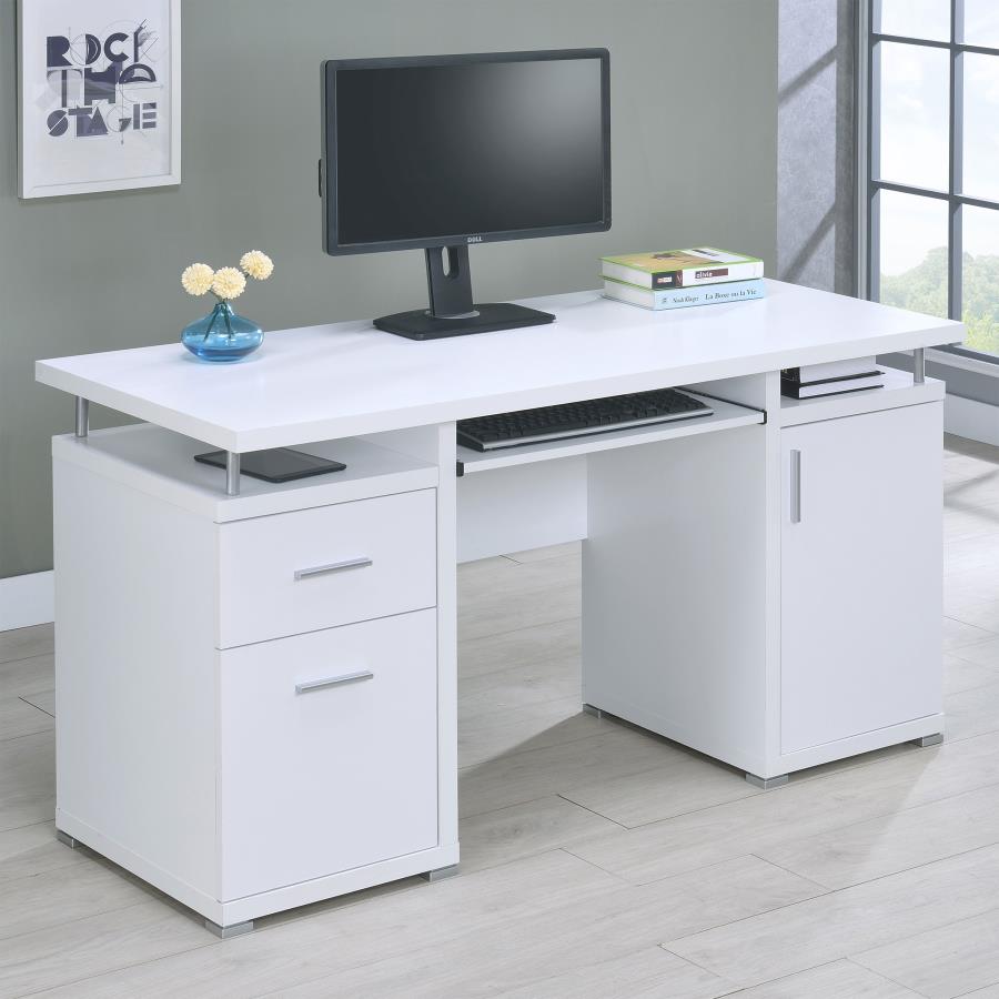 (image for) Tracy 55-inch 2-drawer Office Computer Desk White