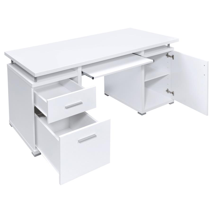 (image for) Tracy 55-inch 2-drawer Office Computer Desk White