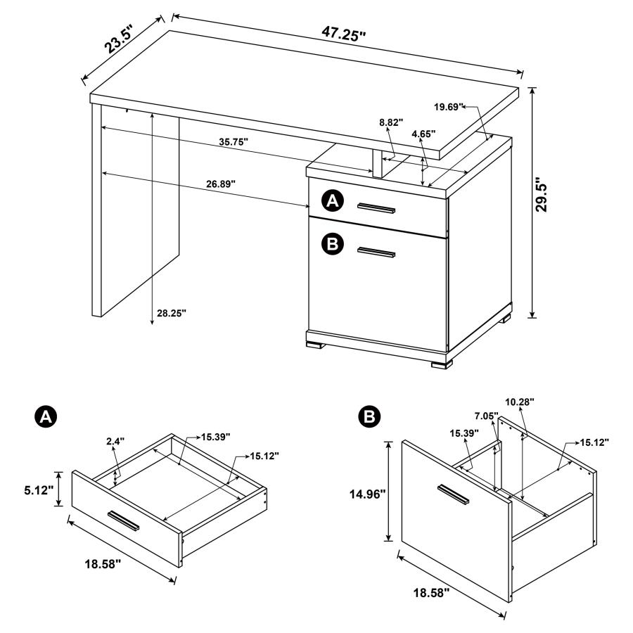 (image for) Irving 47-inch 2-drawer Office Computer Desk Cappuccino