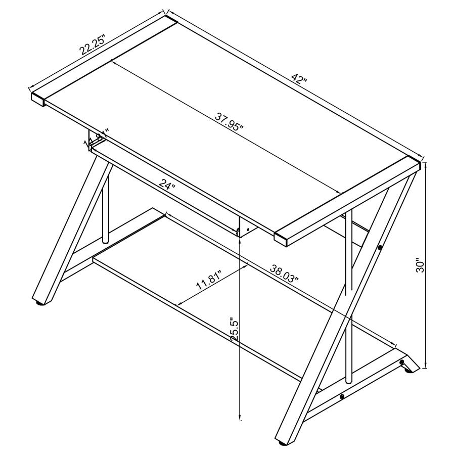 (image for) Mallet 42-inch Office Computer Desk with Keyboard Tray Black