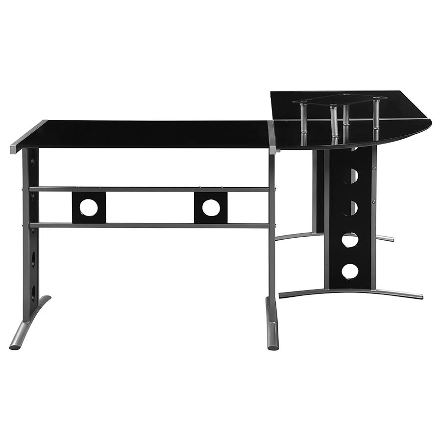 (image for) Keizer 59-inch Glass Top L-Shape Computer Desk Black