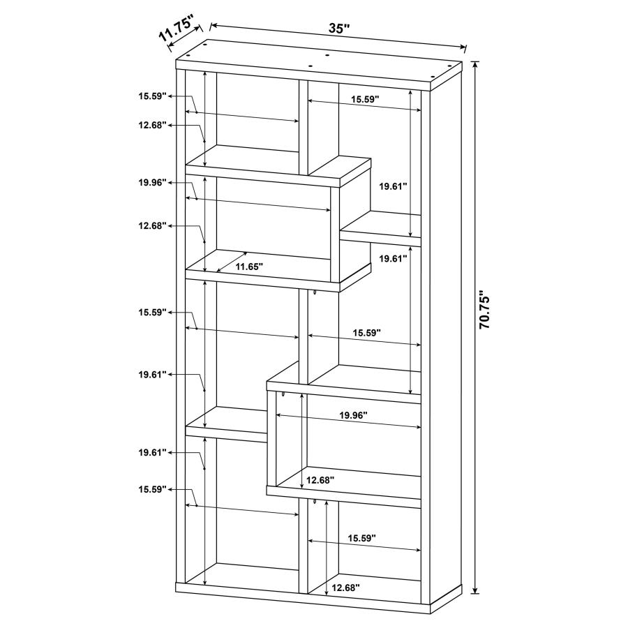 (image for) Theo 71-inch 6-shelf Bookshelf Cappuccino